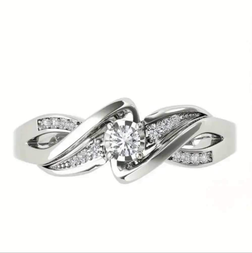 2.26 Ct Cubic Zirconia Infinity Promise Ring Silver Plated Size 5-9